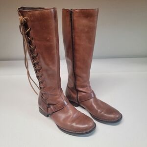 Born Estelle knee-high leather boots in brown.
